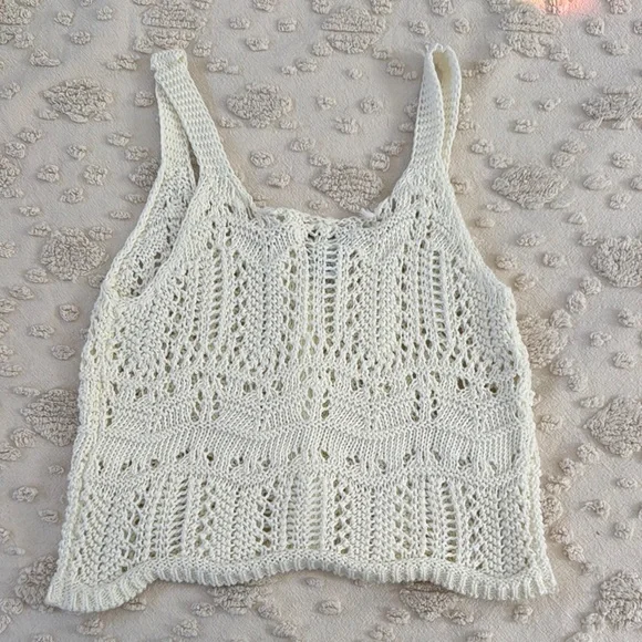 Cream Knit Button-Up Tank Top - Picture 2 of 3